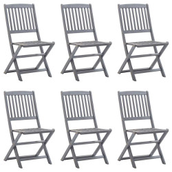 Cadeiras de jardim dobráveis 6 pcs madeira de acácia maciça