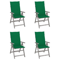 Cadeiras jardim reclináveis c/ almofadões 4 pcs acácia maciça