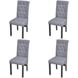 Cadeiras de jantar 4 pcs tecido cinzento-claro