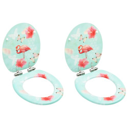 Assentos sanita com tampas fecho suave 2pcs MDF design flamingo
