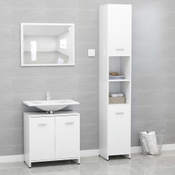 3 Pcs conjunto de móveis de casa de banho contraplacado branco
