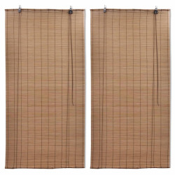 Estores de rolo 2 pcs 100 x 160 cm bambu castanho