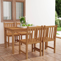 Conjunto de jantar de jardim de 5 peças, 140x80 cm, madeira de teca maciça