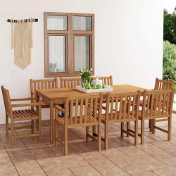 Conjunto de jantar de jardim de 9 peças 200x100 cm madeira de teca maciça