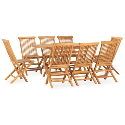 9 Pcs conjunto jantar dobrável p/ exterior madeira teca maciça