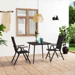 3 Pcs conjunto de jantar para jardim preto