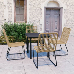 5 Pcs conjunto de jantar para exterior vime PE e vidro
