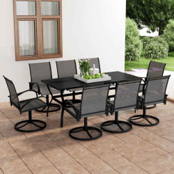 9 Pcs conjunto de jantar para jardim textilene e aço
