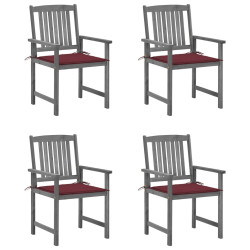 Cadeiras de jardim com almofadões 4 pcs acácia maciça cinza