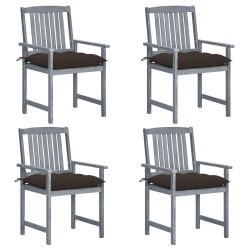 Cadeiras de jardim com almofadões 4 pcs acácia maciça cinza