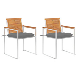 Cadeiras de jardim com almofadões 2 pcs acácia maciça e aço