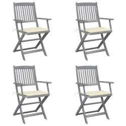Cadeiras exterior dobráveis c/ almofadões 4 pcs acácia maciça