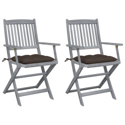 Cadeiras exterior dobráveis c/ almofadões 2 pcs acácia maciça