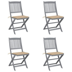 Cadeiras exterior dobráveis c/ almofadões 4 pcs acácia maciça