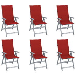 Cadeiras jardim reclináveis c/ almofadões 6 pcs acácia maciça