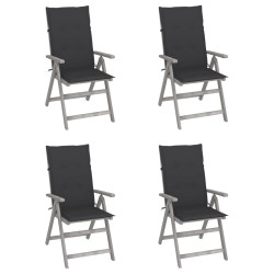 Cadeiras jardim reclináveis c/ almofadões 4 pcs acácia maciça