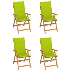 Cadeiras jardim c/ almofadões verde brilhante 4 pcs teca maciça
