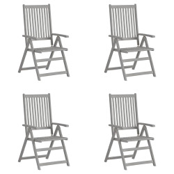 Cadeiras jardim reclináveis 4 pcs madeira acácia maciça cinza