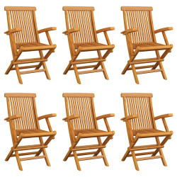 Cadeiras de jardim dobráveis 6 pcs madeira de teca maciça