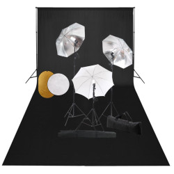 Kit estúdio fotográfico com lâmpadas/sombrinhas/fundo/refletor