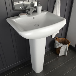 Lavatório com coluna cerâmica branco 580x470x200 mm