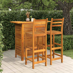 3 Pcs conjunto de bar para jardim madeira de acácia maciça