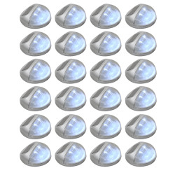 Candeeiro de parede solar LED exterior 24 pcs prateado redondo