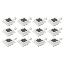 Candeeiro de exterior solar LED 12 pcs branco quadrado 12 cm