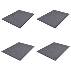 Tapetes de porta PVC 4 pcs 90x60 cm cinzento