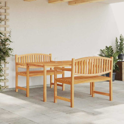 3 Pcs conjunto de jantar para jardim madeira de teca maciça