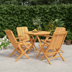 5 Pcs conjunto de jantar p/ jardim madeira de teca maciça