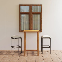 3 Pcs conjunto de bar para jardim com almofadões castanho