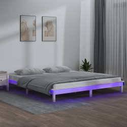 Estrutura cama super king c/LED 180x200cm madeira maciça branco
