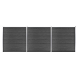 Conjunto de painel de vedação wpc 526x186 cm preto