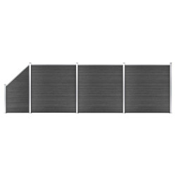 Conjunto de painel de vedação wpc 619x(105-186) cm preto
