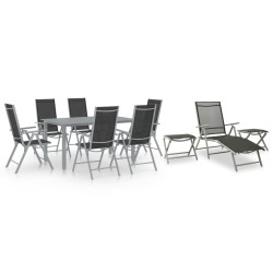 10 Pcs conjunto de jantar para jardim preto e prateado