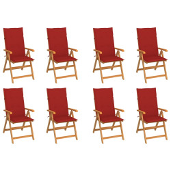 Cadeiras de jardim reclináveis c/ almofadões 8 pcs teca maciça