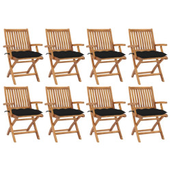 Cadeiras de jardim dobráveis c/ almofadões 8 pcs teca maciça