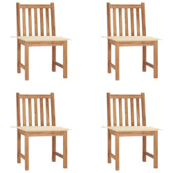 Cadeiras de jardim c/ almofadões 4 pcs madeira de teca maciça