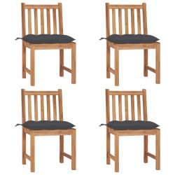 Cadeiras de jardim c/ almofadões 4 pcs madeira de teca maciça