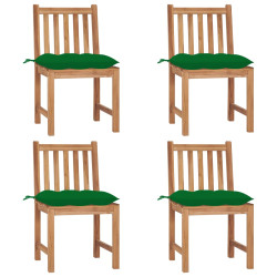 Cadeiras de jardim c/ almofadões 4 pcs madeira de teca maciça