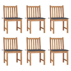 Cadeiras de jardim 6 pcs c/ almofadões madeira de teca maciça