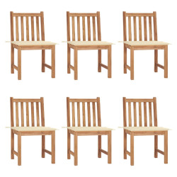 Cadeiras de jardim 6 pcs c/ almofadões madeira de teca maciça