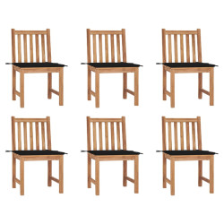 Cadeiras de jardim 6 pcs c/ almofadões madeira de teca maciça