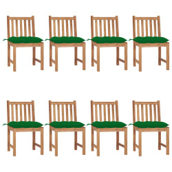 Cadeiras de jardim 8 pcs c/ almofadões madeira de teca maciça