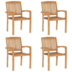 Cadeiras de jardim empiháveis 4 pcs madeira teca maciça