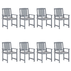 Cadeiras de jardim c/ almofadões 8 pcs acácia maciça cinzento