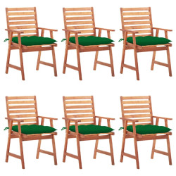 Cadeiras de jantar p/ jardim 6 pcs c/ almofadões acácia maciça