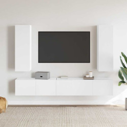 5 Pcs conjunto de móveis de TV derivados de madeira branco