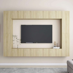 8Pcs conjunto móveis de TV derivados de madeira carvalho sonoma
